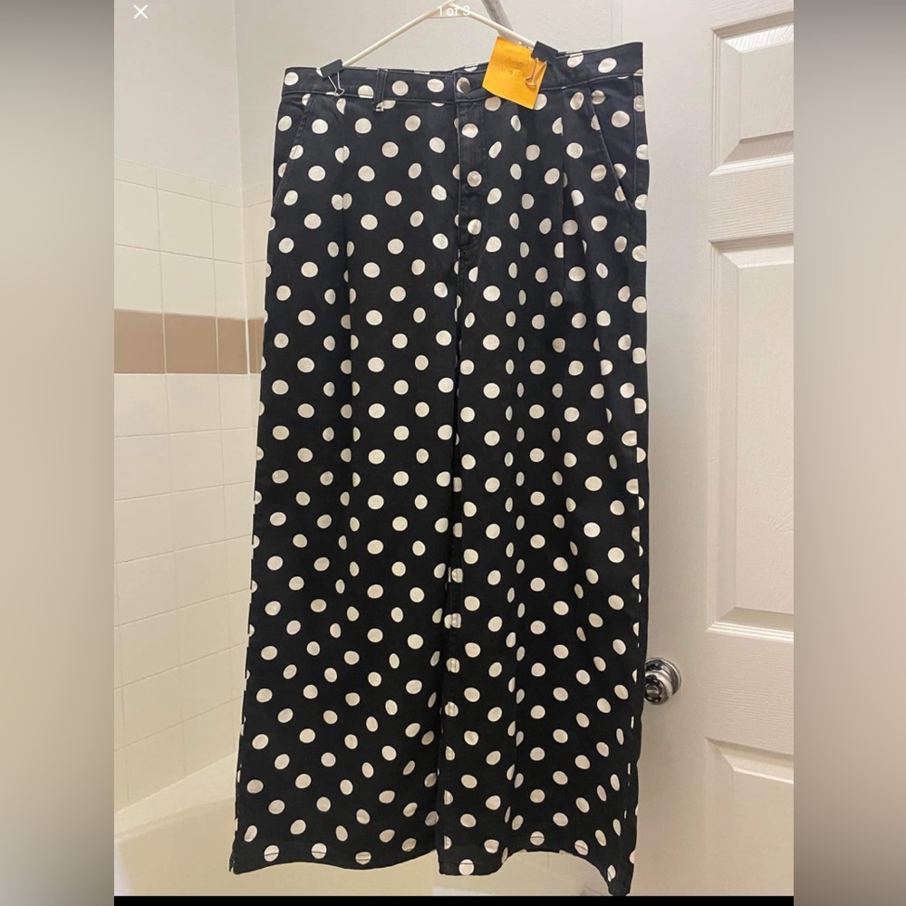Lucy & Yak Cole Black & White Polka Dot Pants (W40)